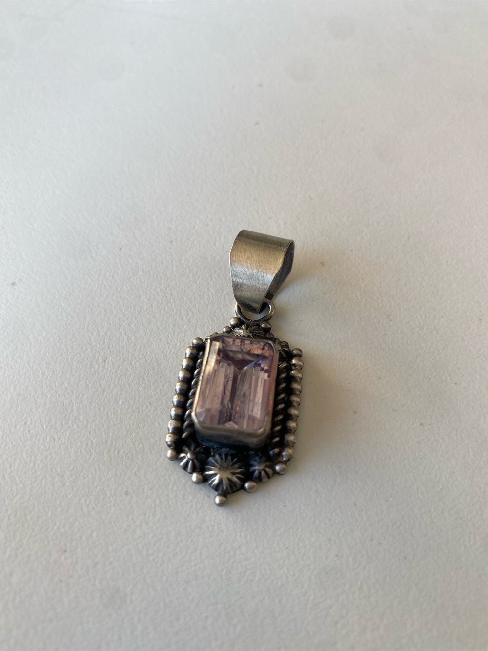 Sterling Silver Pendant with Light Purple Gemstone